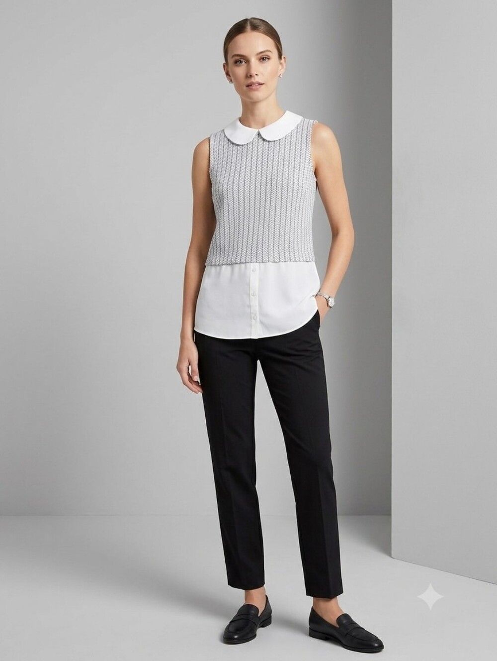 mixed Media Maison Jules Blouse With Peter Pan Collar